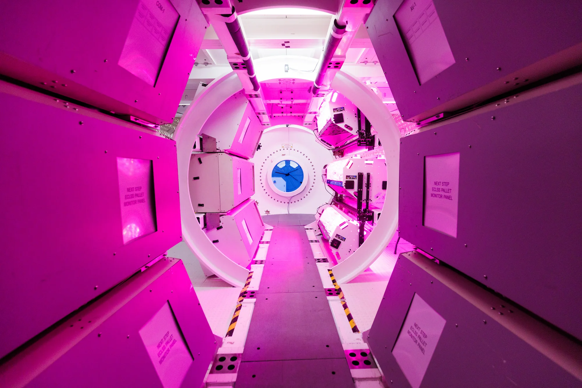Corridor inside a ground LIFE mock-up during a tour