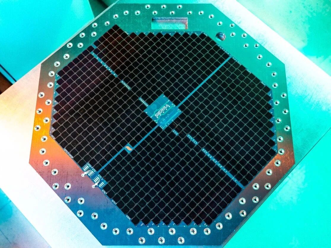 Custom spacecraft solar-panel geometry shown in its complete assembly