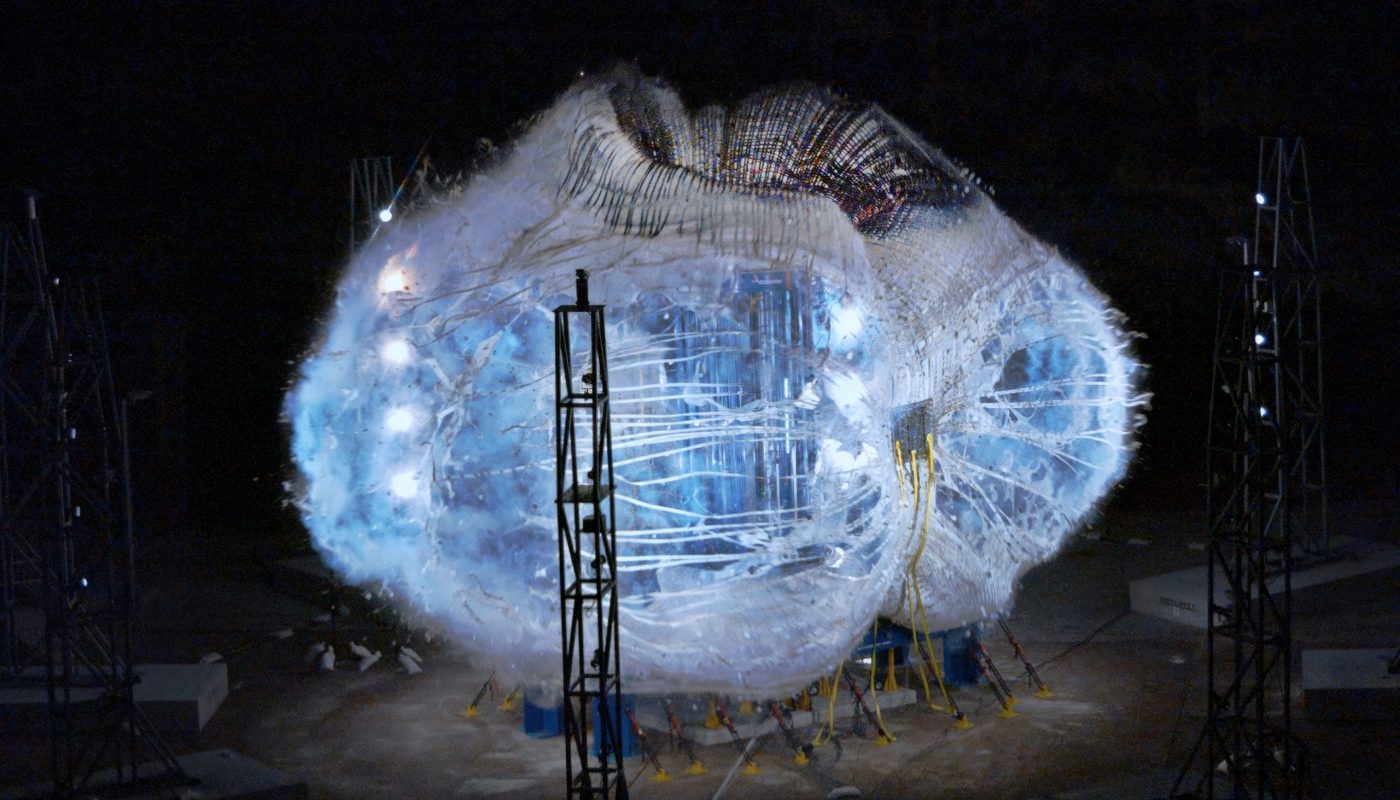 Full-scale LIFE test article at the moment of burst during ground testing