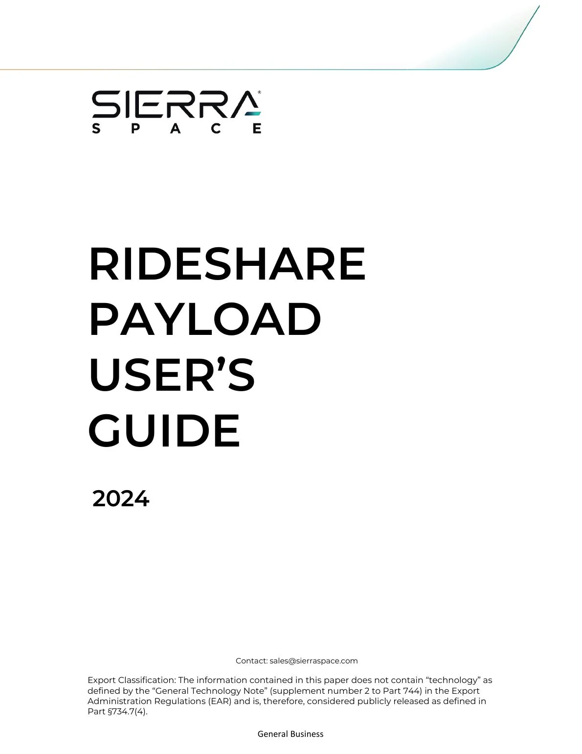 Cover of the 2024 Rideshare Payload User's Guide