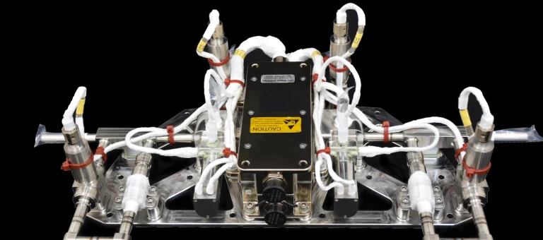 Sierra Space temperature control assembly with fluid lines and control electronics